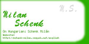 milan schenk business card